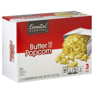 Essential Everyday Popcorn, Butter, 3 - 2.9 oz bags [8.7 oz (247 g)]