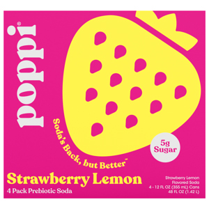 Poppi Strawberry Lemon Prebiotic Soda, 4 - 12 fl oz (355 ml) cans [48 fl oz (1.42 l)]
