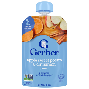 Gerber Sitter 2nd Foods Apple Sweet Potato & Cinnamon Puree, 3.5 oz (99 g)