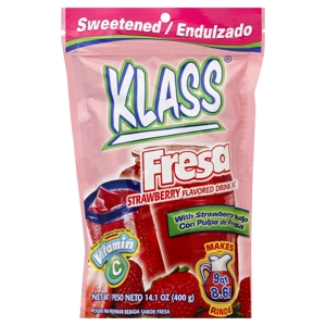Klass Drink Mix, Sweetened, Strawberry Flavored, 14.1 oz (400 g)