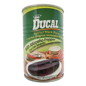 Ducal Refried Black Beans with Jalapeño Pepper, 15 oz
