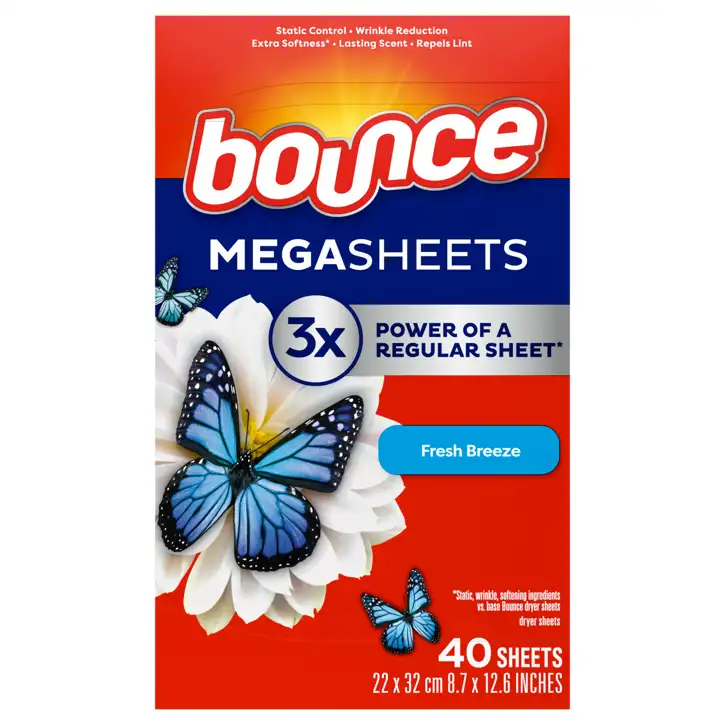 Bounce Mega Dryer Sheets, Fresh Breeze, 40 Count, 40 Sheets | La
