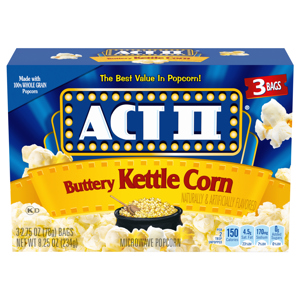 Act II Kettle Corn Buttery Microwave Popcorn, 3 - 2.75 oz (78 g) bags [8.25 oz (234 g)]