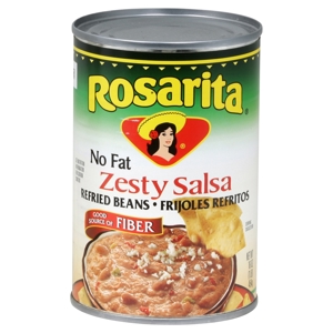Rosarita Refried Beans, No Fat, Zesty Salsa, 16 oz (1 lb) 454 g