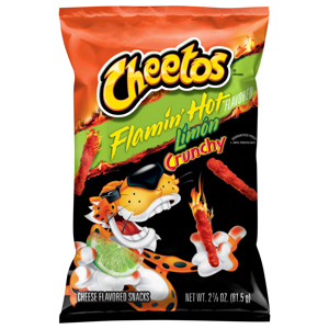 Cheetos Crunchy Flamin' Hot Limon Flavored Cheese Flavored Snacks, 2.87 oz (81.5 g)