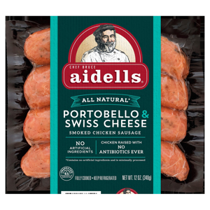 Aidells Smoked Chicken Sausage, Portobello & Swiss Cheese, 12 oz (340 g)