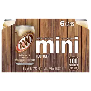 A&W Mini Root Beer, 6 - 7.5 fl oz (221 ml) cans [45 fl oz (1.3 l)]