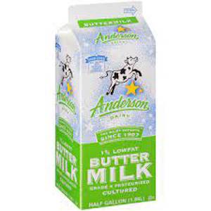 Anderson Dairy 1% Lowfat Butter Milk 0.50 Gal, 0.5gal