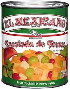 El Mexicano Ensalada de Frutes en Almibar, Fruit Cocktail in Heavy Syrup, 30 oz