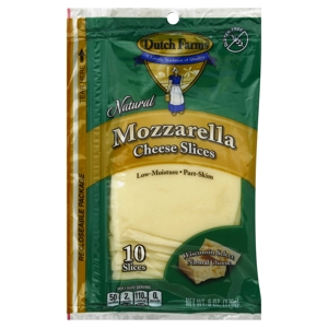 Dutch Farms Cheese Slices, Natural Mozzarella, 10 slices [6 oz (170 g)]