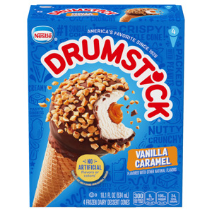 Drumstick Vanilla Caramel Sundae Cone, 4 cones [18.4 fl oz (544 ml)]