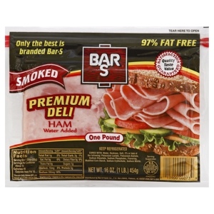 Bar S Ham, Premium Deli, Smoked, 16 oz (1 lb) 454 g