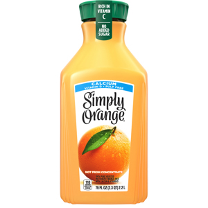 Simply Juice, Calcium, Pulp Free, Orange, 76 fl oz (2.3 qt) 2.2 l