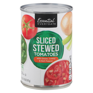 Essential Everyday Tomatoes with Onion, Celery & Bell Pepper, Sliced, Stewed, 14.5 oz (411 g)