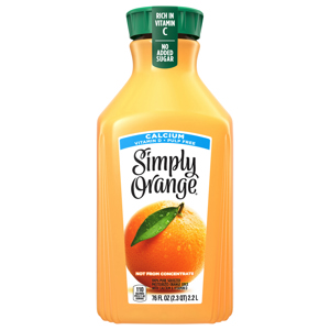 Simply Juice, Calcium, Pulp Free, Orange, 76 fl oz (2.3 qt) 2.2 l