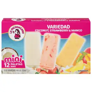 LA MICHOACANA ICE CREAM BARS, COCONUT, STRAWBERRY & MANGO, MINI, 12 BARS [18 FL OZ (532 ML)]