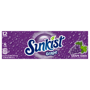 Sunkist Soda, Grape, 12 Pack, 12 - 12 fl oz (355 ml) cans [144 fl oz (4.3 l)]