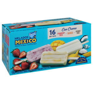 Helados Mexico Ice Cream Bars, Premium, Strawberry/Mango/Coconut, 16 - 3.0 fl oz (88 ml) bars [48 fl oz (1.4 l)]
