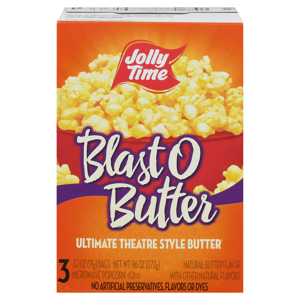 Jolly Time Microwave Popcorn, Ultimate Theatre Style Butter, Blast O Butter, 3 - 3.2 oz (91 g) bags [9.6 oz (272 g)]