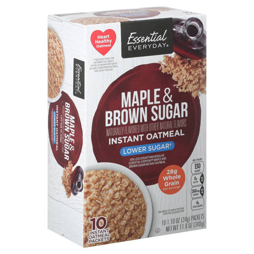 All  Beverages – Thriftown Grocery – Essential Everyday Instant Oatmeal,  Maple & Brown Sugar, 10 - 1.19 Oz (34 G) Packets [11.9 Oz (340 G)]