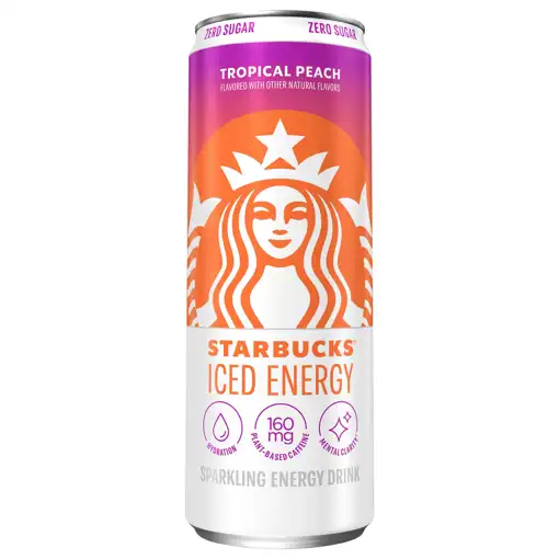Starbucks Sparkling Energy Drink, Zero Sugar, Tropical Peach, 12
