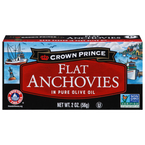 Crown Prince Flat Anchovies, in Pure Olive Oil, 2 oz (56 g)