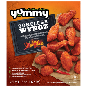 Yummy Wyngz, Boneless, Hot Buffalo, 18 oz (1.125 lbs)
