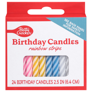 Betty Crocker Rainbow Stripe Birthday Candles, 24 birthday candles