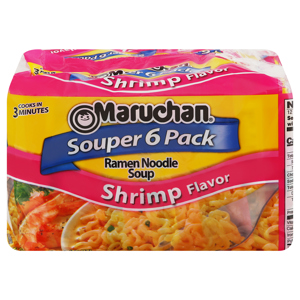 Maruchan Ramen Noodle Soup, Shrimp Flavor, Souper 6 Pack, 6 - 3 oz (18 oz) packages [1 lb 2 oz (510 g)]