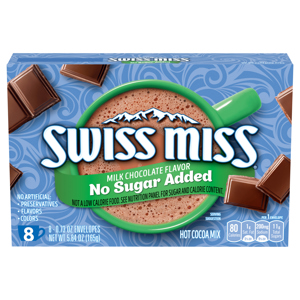 Swiss Miss No Sugar Added Milk Chocolate Flavor Hot Cocoa Mix, 8 - 0.73 oz envelopes [5.84 oz (165 g)]