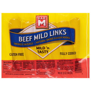 Bar M Sausage, Smoked, Mild 'n Tasty, Beef Mild Links, 32 oz (2 lbs)