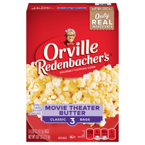 Orville Redenbacher's Popping Corn, Movie Theater Butter, Classic 3 Bags, 3 - 3.29 oz (93.3 g) bags [9.87 oz (279.9 g)]
