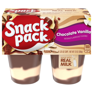 Snack Pack Chocolate Vanilla Pudding, 4 - 3.25 oz cups [13 oz (368 g)]