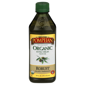 Pompeian Olive Oil, Extra Virgin, Organic, Robust, 16 fl oz (1 pt) 473 ml