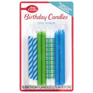 Betty Crocker Cool in Blue Birthday Candles, 16 birthday candles