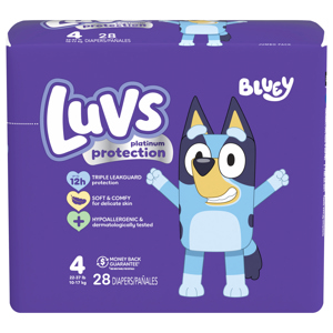 Luvs Bluey Size 4 Diapers (22-37 lbs (10-17 kg)), 28 diapers