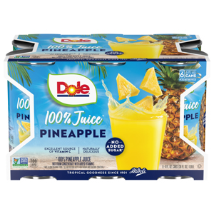 Dole 100% Juice, Pineapple, 6 - 6 fl oz cans [36 fl oz (1.06 l)]