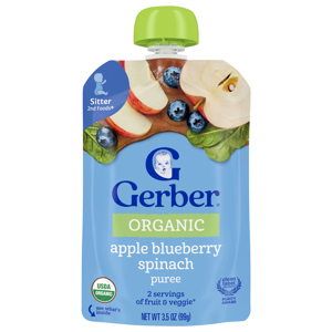Gerber Sitter 2nd Foods Apple Blueberry Spinach Puree, 3.5 oz (99 g)