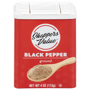Shoppers Value Black Pepper, Ground, 4 oz (113 g)