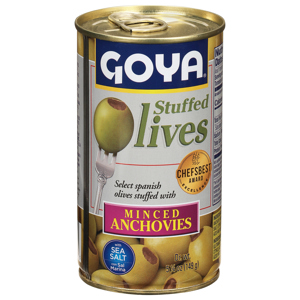 Goya Stuffed Minced Anchovies Olives with Sea Salt, 5.25 oz (149 g)