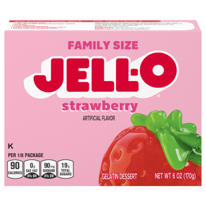 Jell-O Strawberry Gelatin Dessert Family Size, 6 oz (170 g)