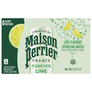 Maison Perrier Sparkling Water, Forever Lime, 8 - 11.15 fl oz (330 ml) cans [89.2 fl oz (2.79 qt) 2.64 l]