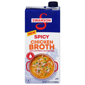 Swanson Spicy Chicken Broth, 32 oz (2 lb) 907 g