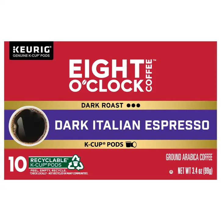 My Products  Food Depot 34 Griffin  Eight O'clock Coffee K-cup Pods  Ground Arabica Dark Roast Dark Italian Espresso Coffee, 10 Pods [3.4 Oz (99  G)]