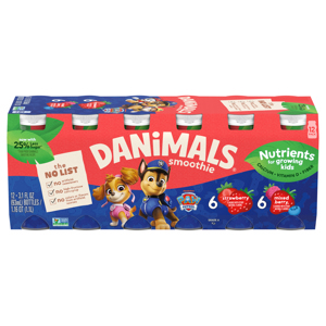 Danimals Strawberry & Mixed Berry Kids Low Fat Yogurt Smoothies, 12 - 3.1 fl oz (93 ml) bottles [1.16 qt (1.1 l)]