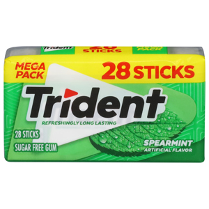 Trident Gum, Spearmint, Sugar Free, Mega Pack, 28 sticks