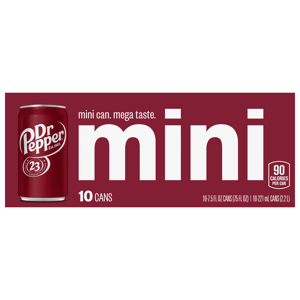 Dr Pepper Soda, Mini, 10 - 7.5 fl oz (221 ml) cans [75 fl oz (2.2 l)]