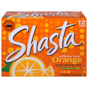 Shasta Soda, Caffeine Free, + Vitamin C, Orange, 12 - 12 fl oz (355 ml) cans [144 fl oz (4.26 l)]