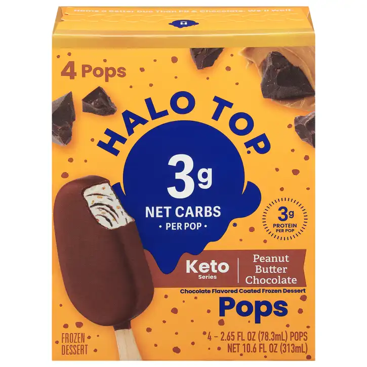 Welcome New Lenox Halo Top Pops Peanut Butter Chocolate Keto Series 4 2.65 Fl Oz 78.3 Ml Pops 10.6 Fl Oz 313 Ml