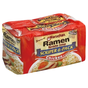 Maruchan Ramen Noodle Soup, Chicken Flavor, Souper 6-Pack, 6 - 3 oz packages [18 oz (510 g)]